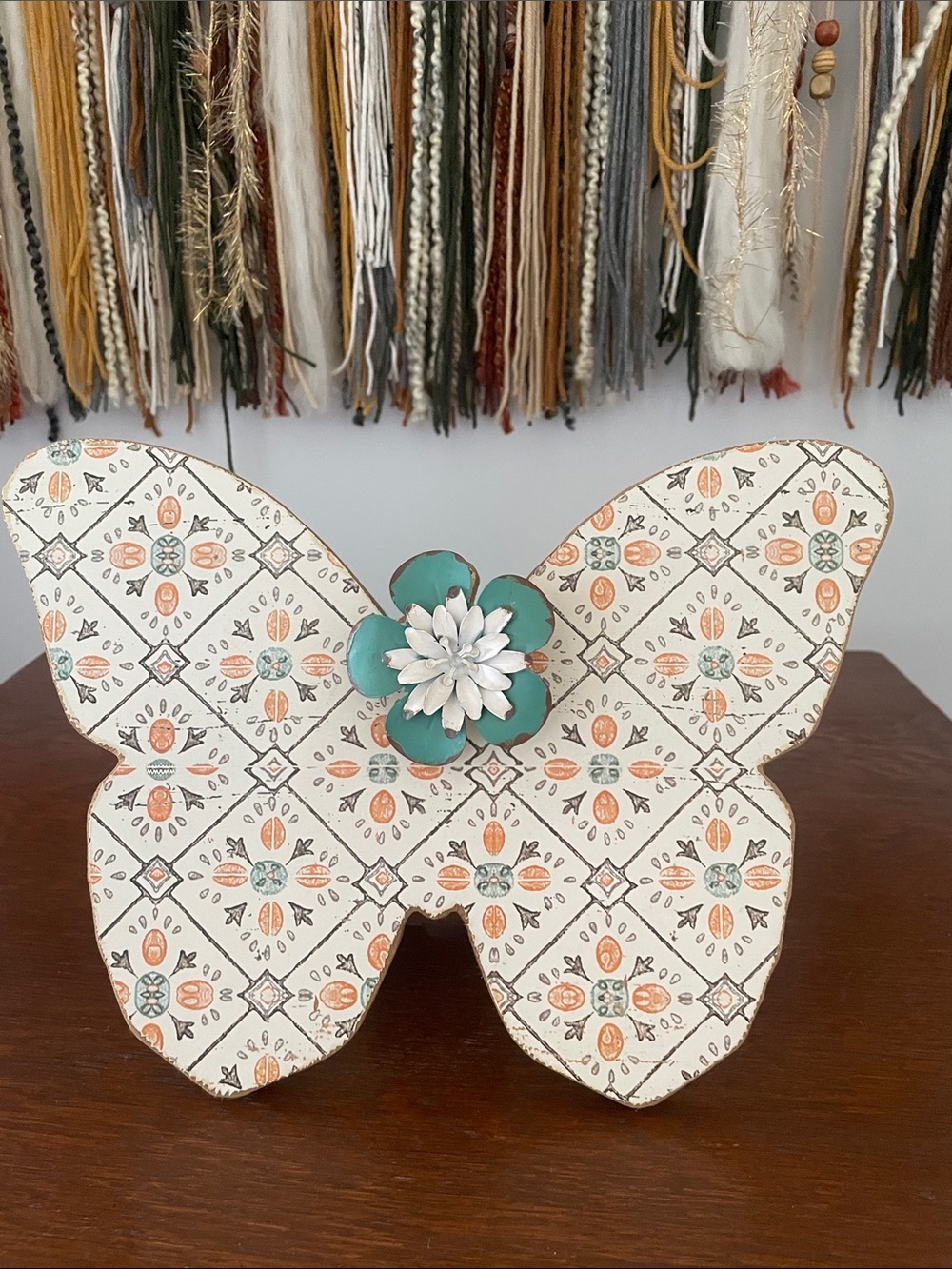 Decorative Butterfly with Teal Flower wooden clip board display